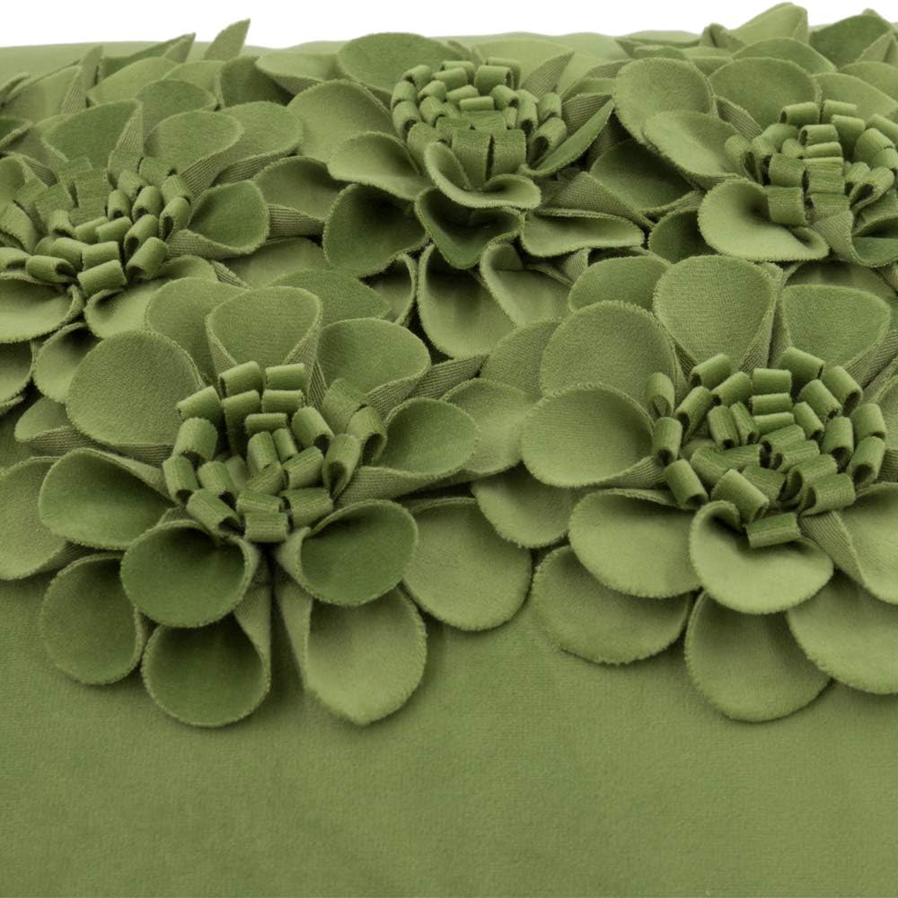 JWH Handmade 3D Flower Throw Pillow Covers Aesthetic Decorative Colorful Floral Accent Pillow Cases Stereo Pillowcase Cute Cushion for Car Bed Couch Bedroom Sofa 18x18 Inch Green