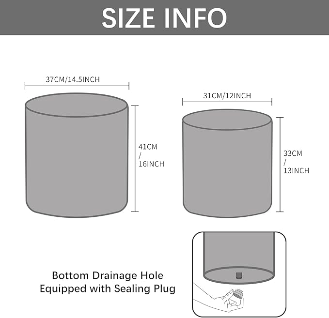 Yundu Concrete Planter Set of 2, The planters for Outdoor Plants, 14.5 & 12 inch pots for Plants,The Tall Planter with Drain Hole Suitable for Home, Office and Outdoor décor
