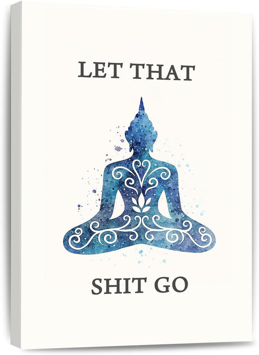 Let That Shit Go Bathroom Quote Canvas Wall Art Modern Art Print Funny Canvas Print and Poster Home Living Office Decor Yoga Room Ready to Hang Framed 16 * 24 Inch