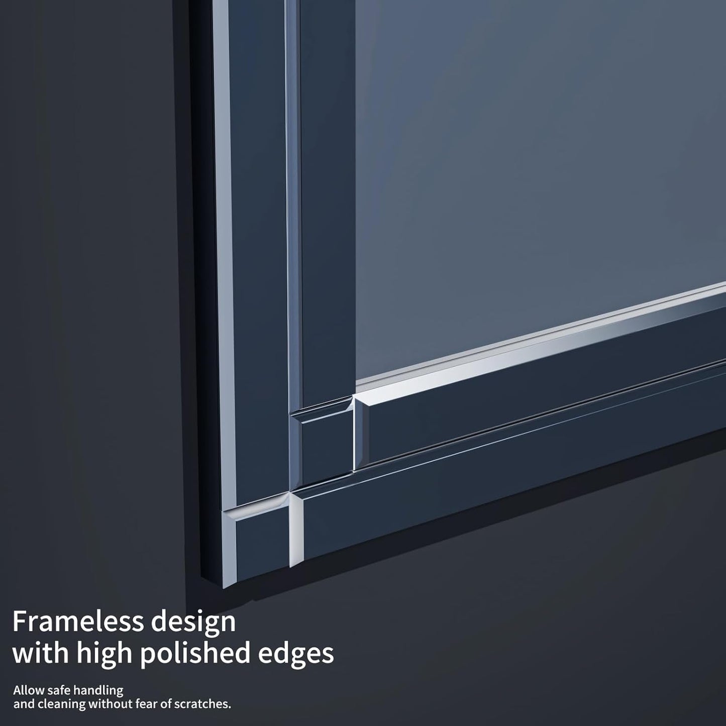 COOL2DAY 48" x 28"Frameless Rectangular Wall Mirror,Polished Beveled Edge Decorative Mirrors Modern Wall Decor Mirrors for Bathroom Vanity, Entryway and Living Room