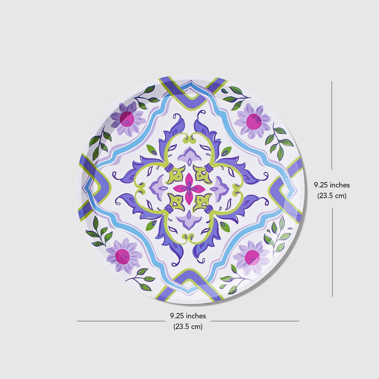 Coterie New English Garden Plates (Set of 10 Large Floral Plates) - Garden Party Plates with Floral Design for Bridal Party, Birthday Party, Baby Shower, Tea Party, More - 9.25" Floral Paper Plates