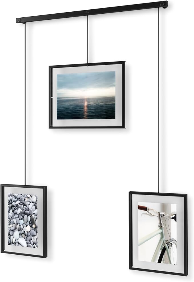 Umbra Exhibit Picture Frame Gallery Set Adjustable Collage Display for 5 Photos, Prints, Artwork & More (Holds Two 4 x 6 inch and Three 5 x 7 inch Images), Black