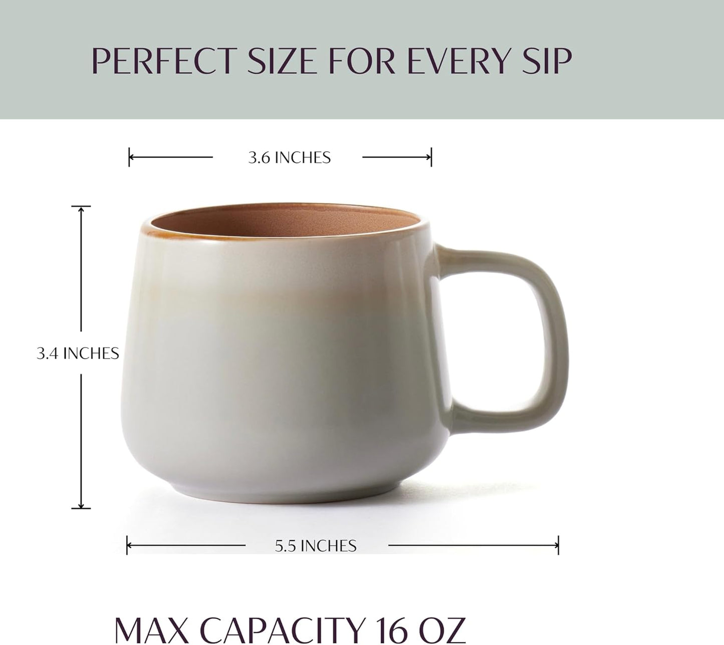 Large Ceramic Coffee Mugs Set of 4, 16 oz Stoneware Coffee Cups with Comfortable Handle for Latte, Tea, Cappuccino, Cocoa -Microwave and Dishwasher Safe - Modern Unique Aesthetic