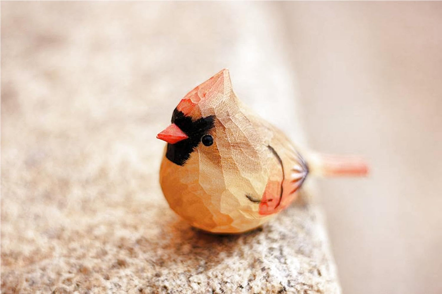 Handcrafted Red Cardinal Figurine – Small Wooden Christmas Female Red Bird Statue Decor for Shelf, Desk, or Mantel – Eco-Friendly for Women & Collectors