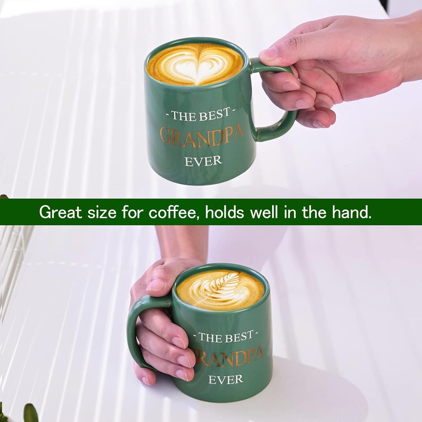 Miicol Funny Coffee Mug 16 oz, Large Ceramic Tea Mug, Gift Idea for Grandpa, Men, Cute Office Coffee Cup, Cyan Tea Cup, Unique Gift for Birthday, Christmas