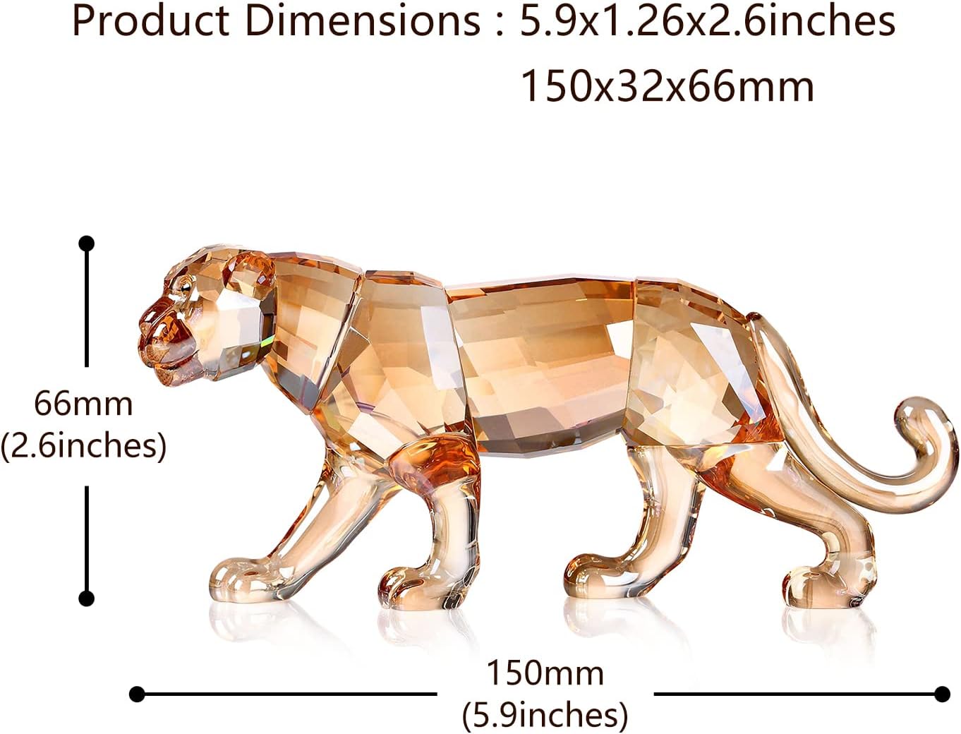 Crystal Leopard Cheetah Realistic Animal Art Figurine Collection Table top Ornament Statue Home Decor (White)