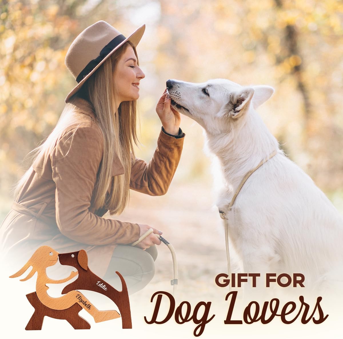 DOPTIKA Personalized Dog Statues Home Decor, Statue Home Decorations, Table Decor Wooden Pet Carvings, Wooden Sculpture, Gifts for Pet Lovers, Dog Memory Gifts, House Warming Gift Ideas