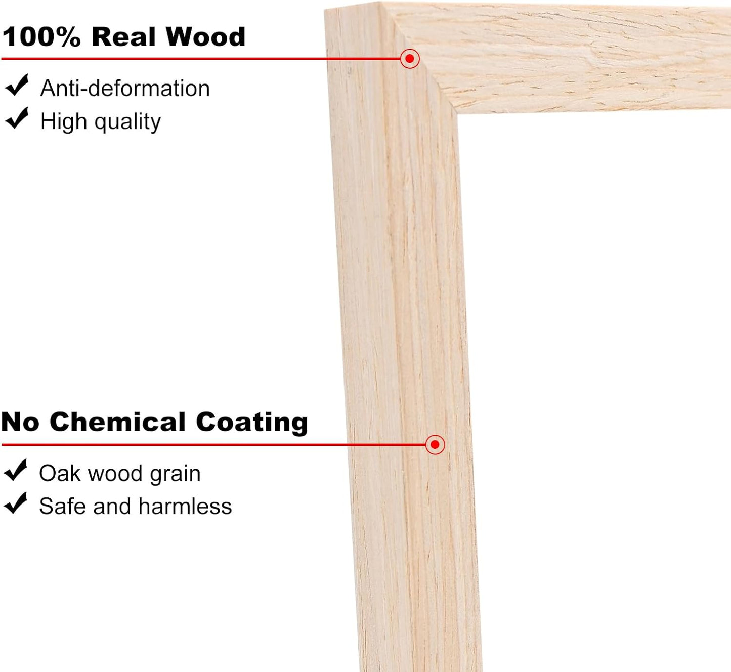 KINLINK 4x6 Frame White Oak, Solid Wood 4 x 6 Picture Frame with Acrylic Plexiglass for 3.5x5 with Mat, Tabletop and Wall Display Photo Frames 4x6 White Oak, 4 Pack