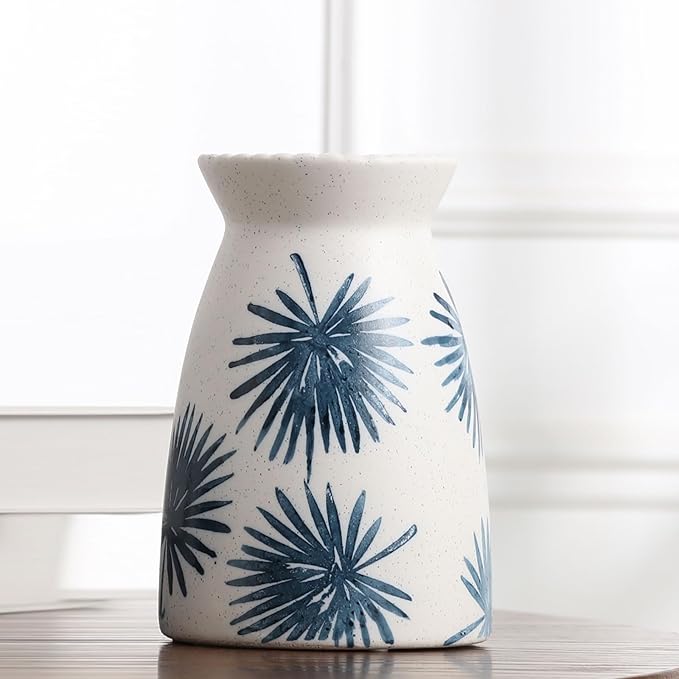hjn White Flower Vase- Ceramic Vase for Decor, White vase for Flowers, Modern Vases for Living Room/Home Decor Accents/Entryway/Mantel/Bookshel-Teal