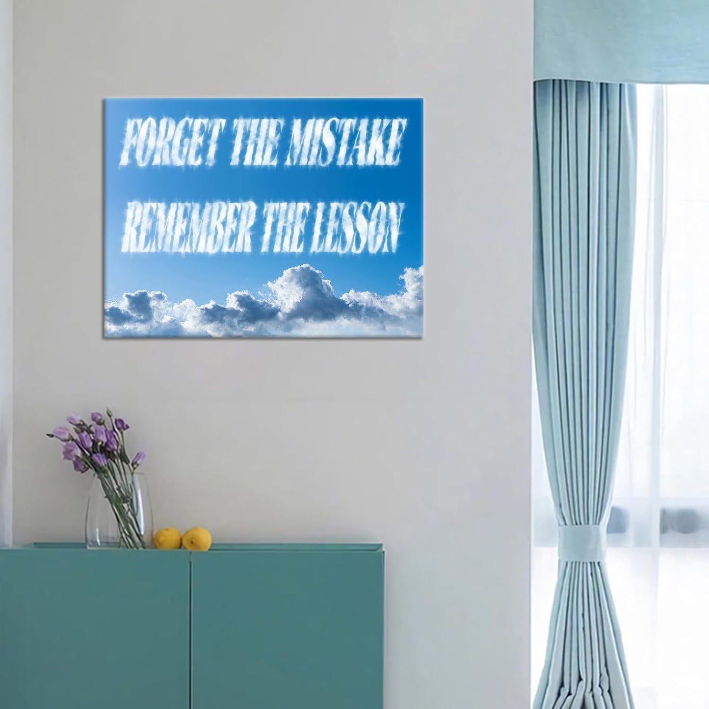 Cloud Motivational Canvas Wall Art Painting Poster Blue Sky Inspirational Quotes Office Wall Decor Picture Print Positive Artwork for Modern Home Bedroom Study Gym Stretched and Framed [24''Hx18''W]