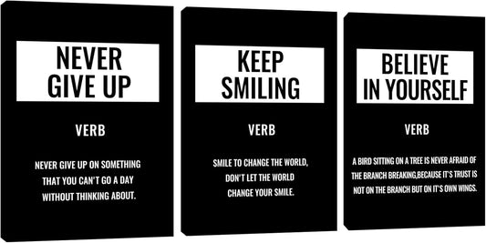 Large Motivational Canvas Wall Art Black Inspirational Pictures Painting Prints Inspiring Quotes Posters Painting Wall Decor Decoration for Home Office Living Room Bedroom Framed Artwork (72"Wx36"H)