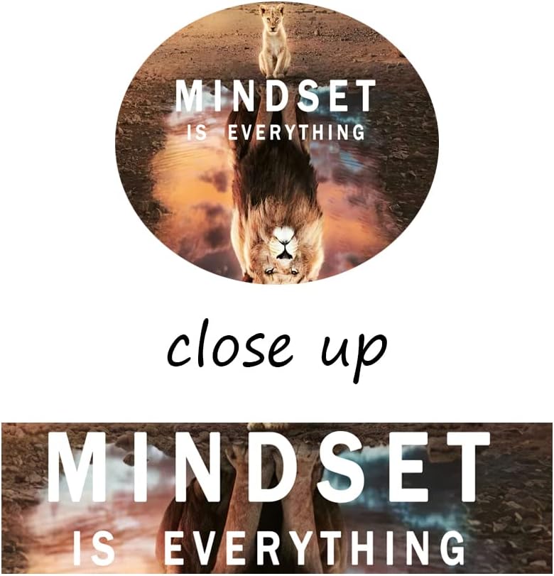 Inspirational Canvas Wall Art Painting Small Cat and Big Lions Mindset is Everything Animal Poster Prints Pictures Artwork Home Decor Office Framed Ready to Hang[12" W X 18" H]