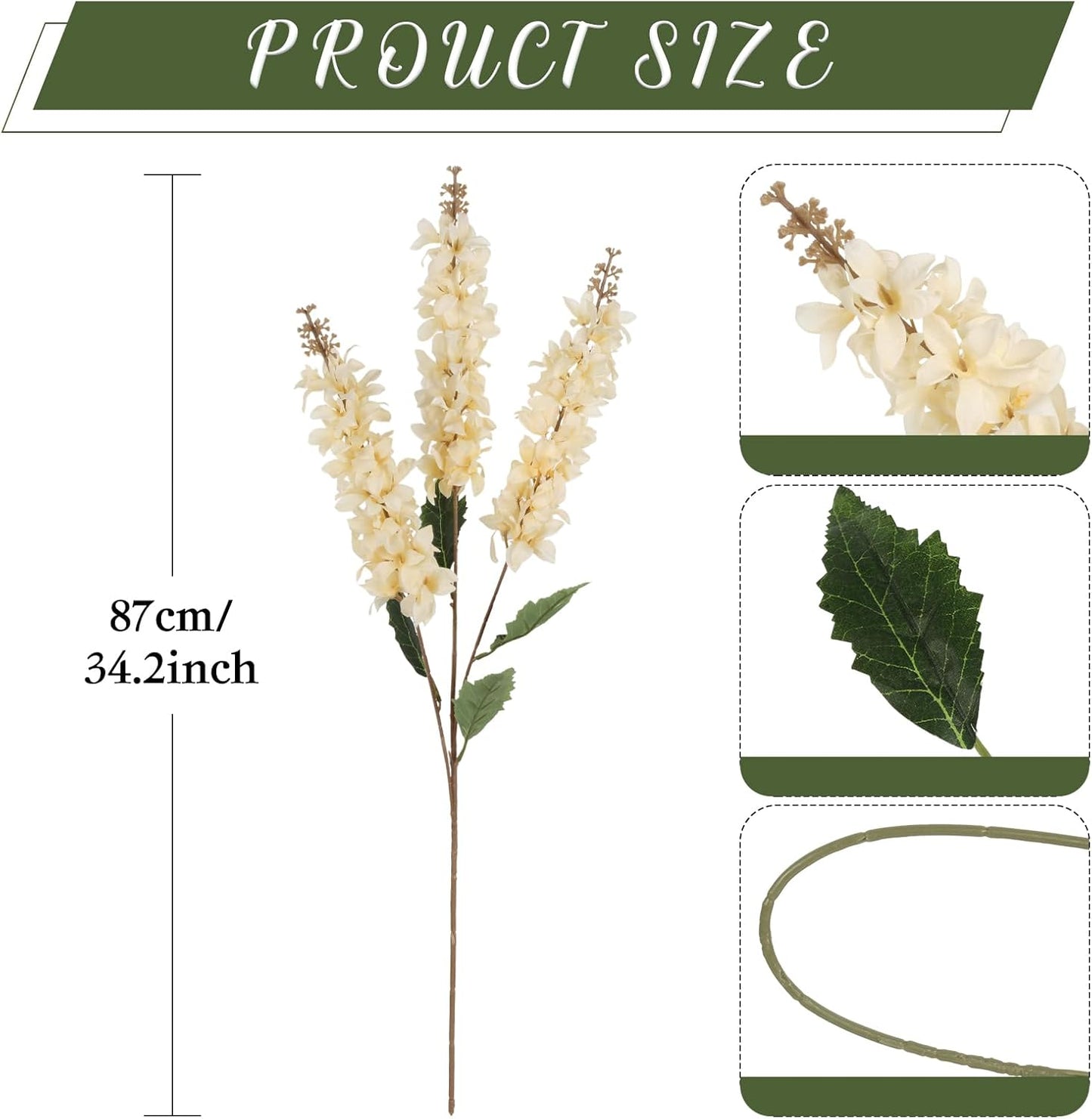 IPOPU Faux Silk Delphinium Flowers 5PCS Artificial Champagne Snapdragon Fake Flower 34.2inch Long Stem Hyacinth Flower for Wedding Home Garden Floral Arrangement Table Centerpiece Decor(Champagne)