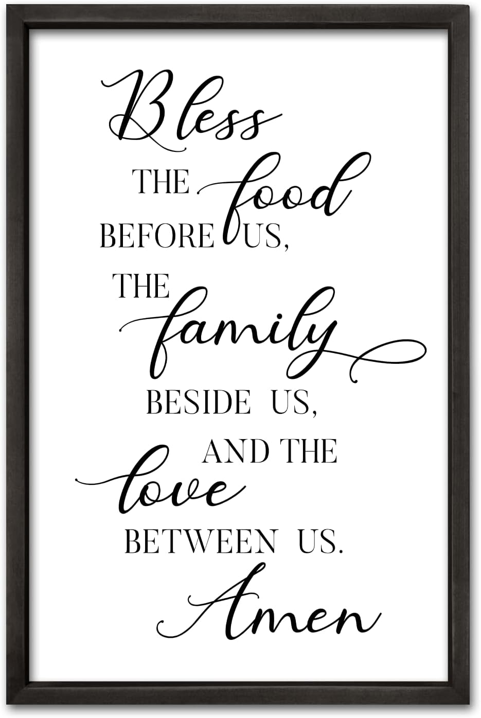 comurdyo Bless the Food Before Us Sign Wall Decor 16"×24" for Dining Room Kitchen Wall Art Framed Wood Hanging (Black)