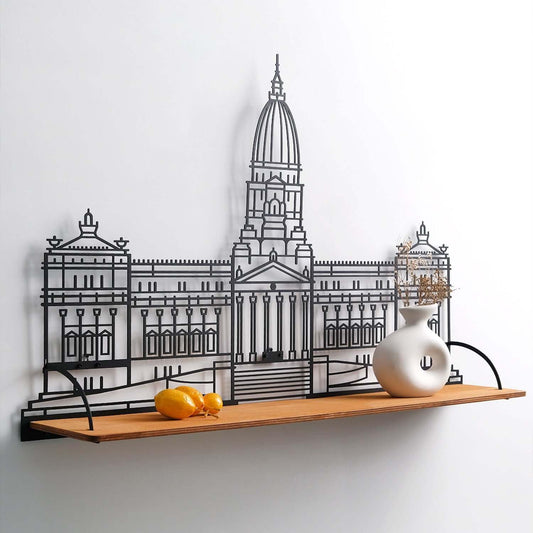 Metal Wood Shelf – Iron Floating Shelf for Wall – Decorative Storage Rack for Books, Plants & Home Decor – Wall-Mounted (Budapest Black)