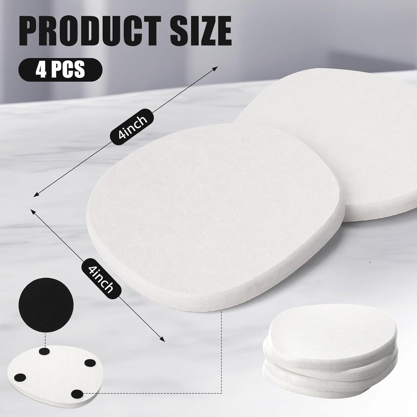 Diatomaceous Earth Coaster ，Set of 4，Unique White Absorbent Coasters for Drinks，Modern Aesthetic Instant Dry Stone Drink Coasters（4,White）