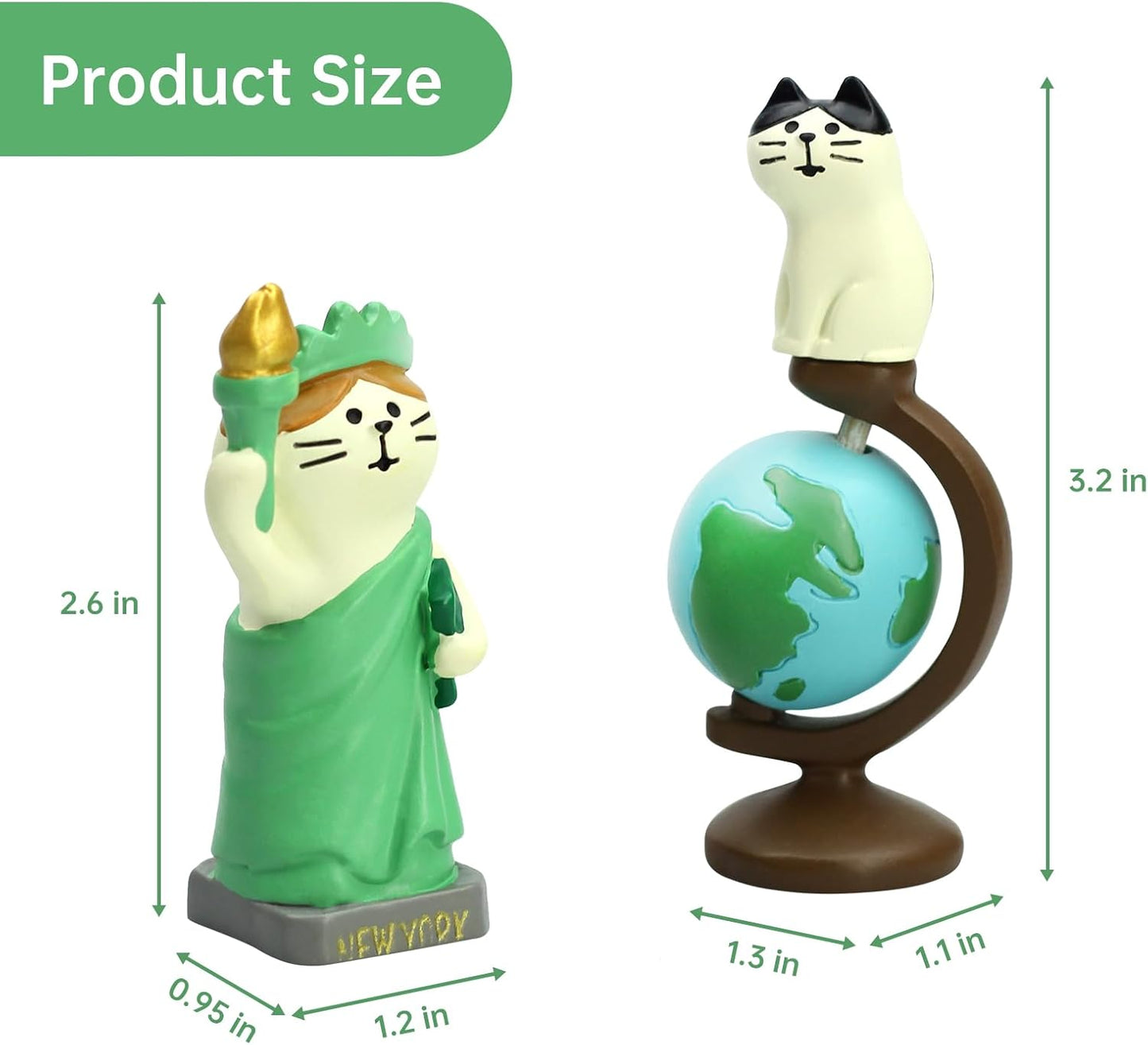 Cute Mini Cat Holding The Torch Figurine Cute Cat Standing on Globe Figurine for Office, Home Decoration Perfect Cute Cat Gift for Cat Lovers