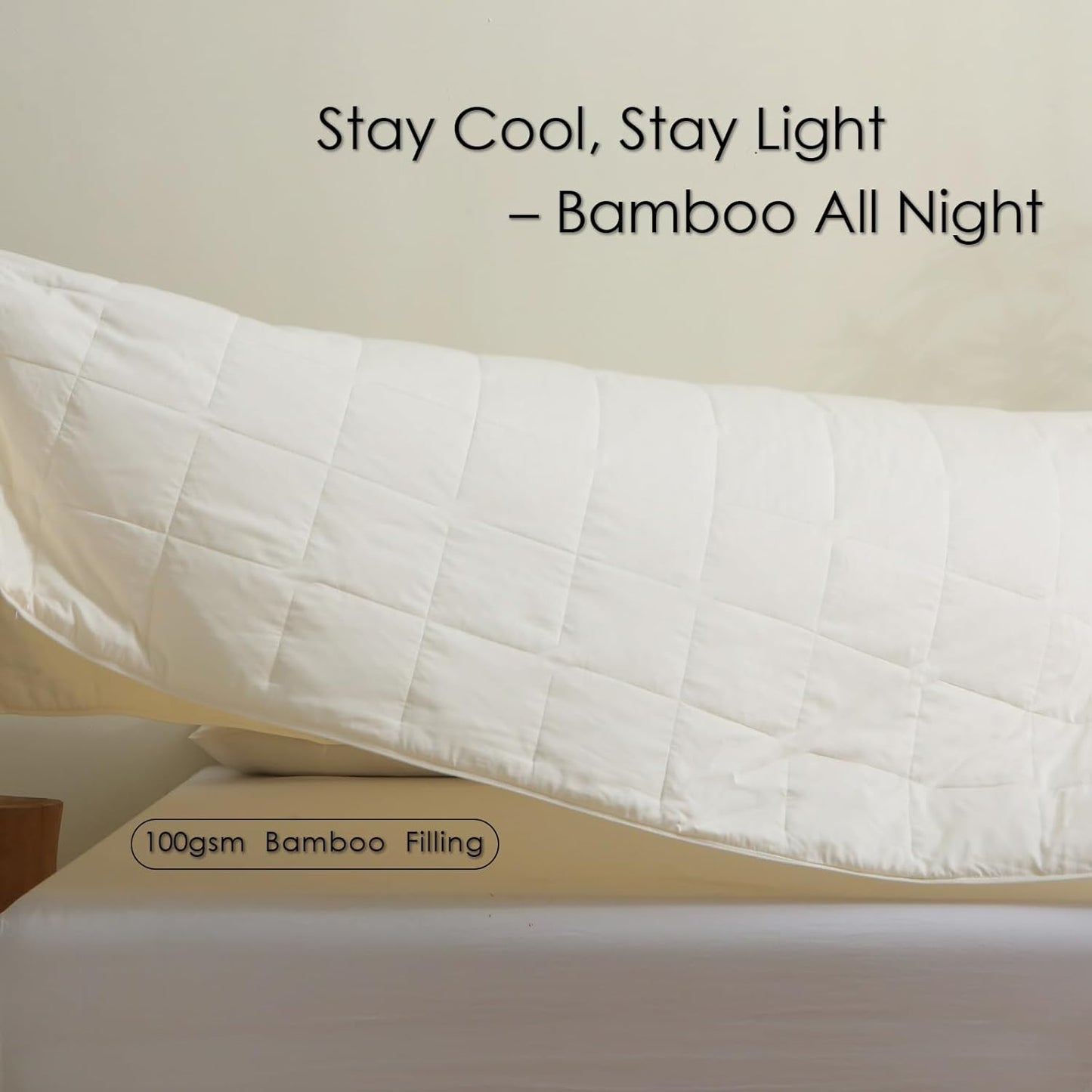 EP Mode Lightweight Quilt Blanket for Summer, Viscose from Bamboo Fabric & Filling, Natural, Breathable & Machine Washable- Ivory, Queen