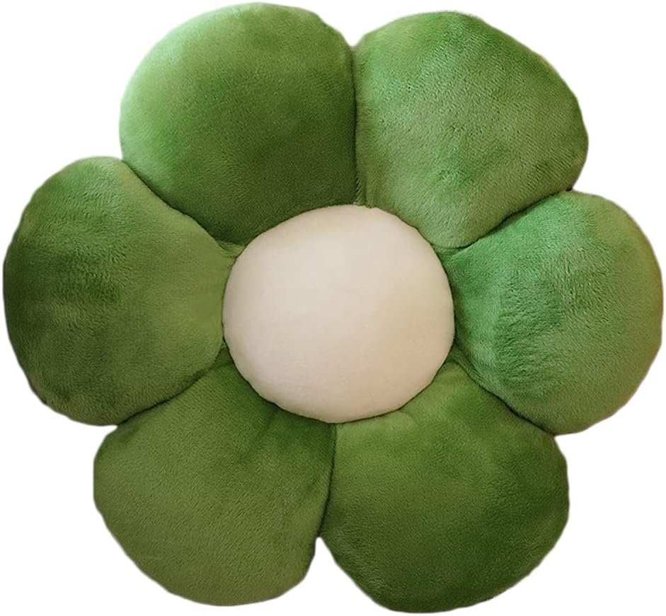 lannery Flower Plush Throw Pillows, Flower Floor Pillow Seating Cushion Toy for Reading, Room, Watching TV (19.7", Dark Green)