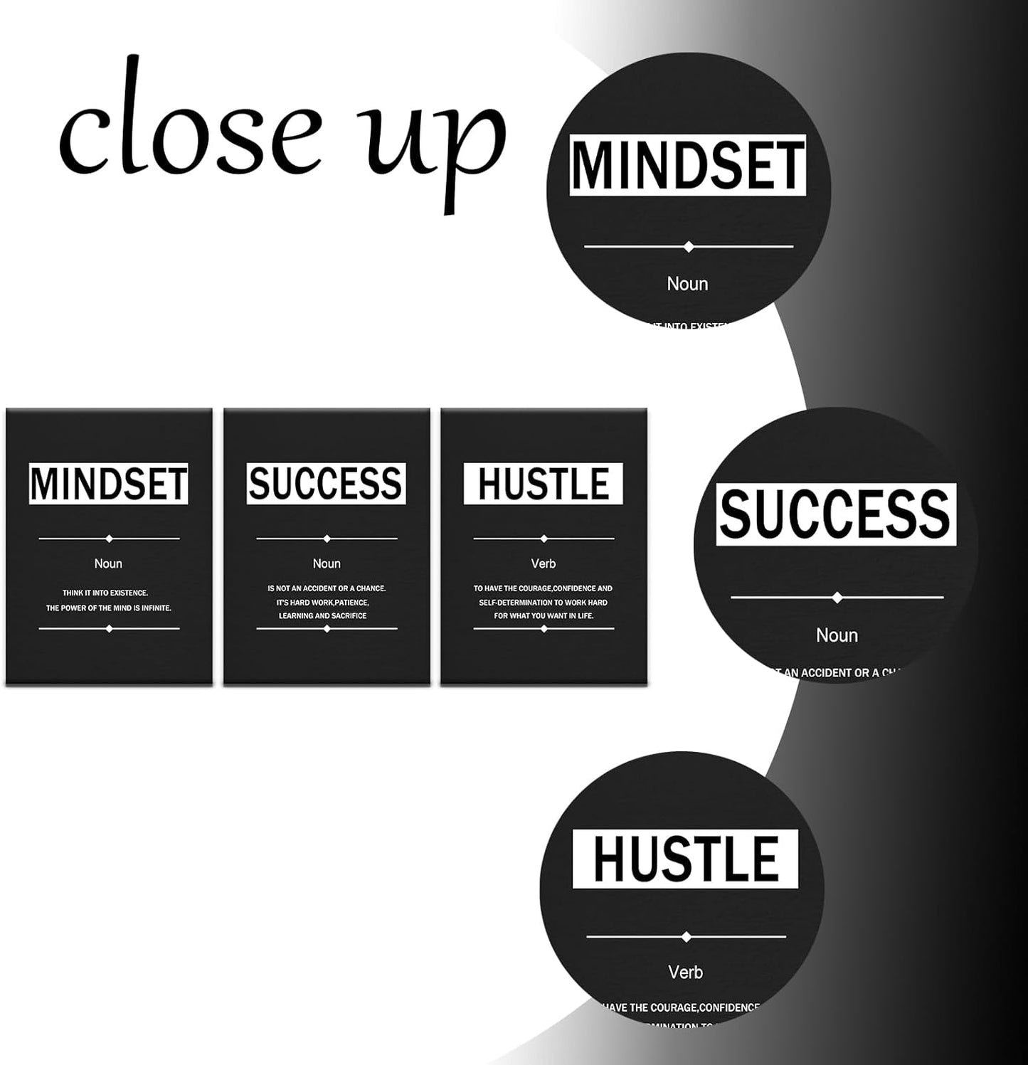Inspirational Canvas Wall Art Motivational Mindset Success Hustle Entrepreneur Quotes Poster Print Positive Theme Painting Artwork for Bedroom Bathroom Wall Decoration Ready to Hang [36''W x 16''H]
