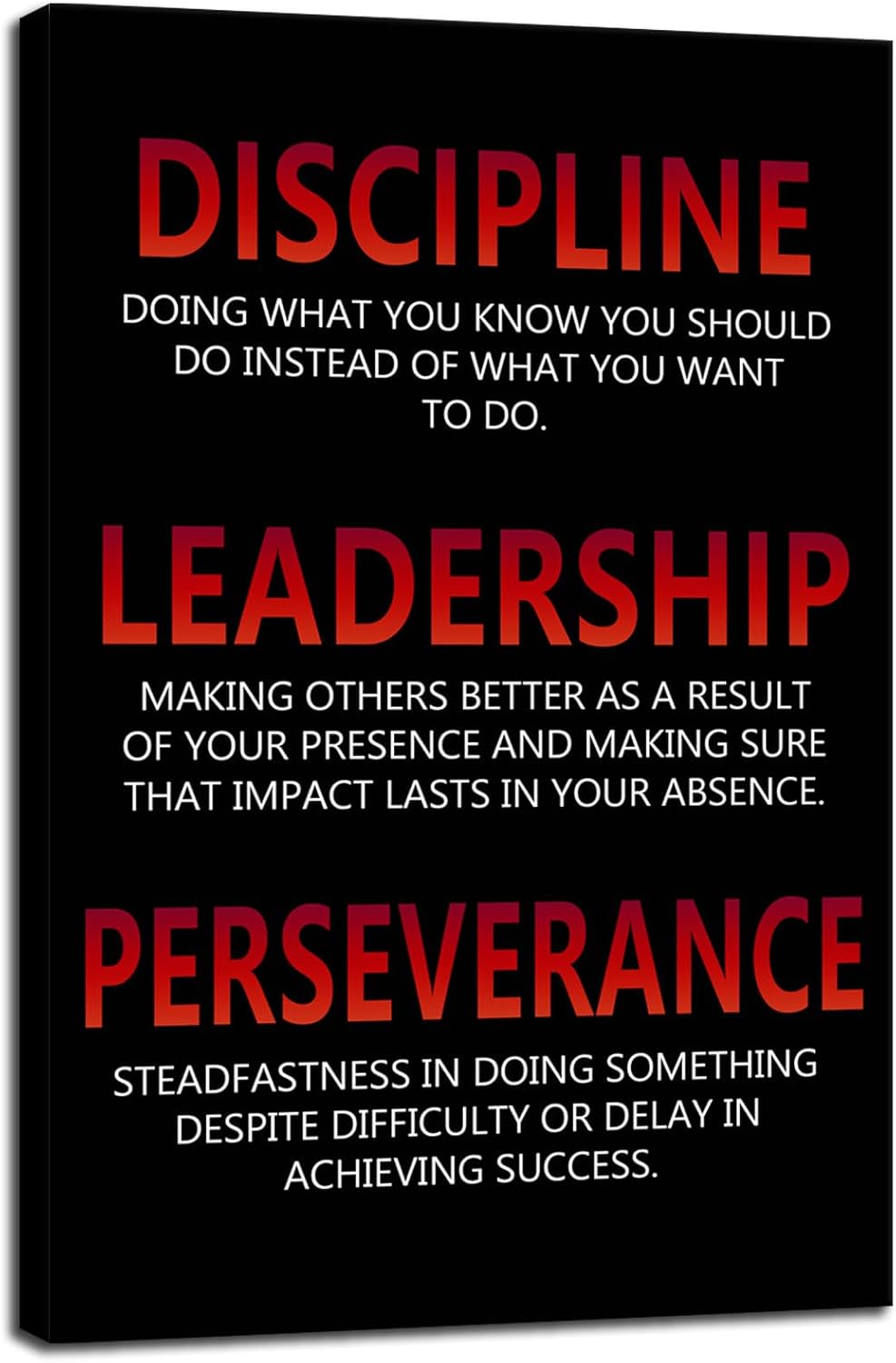Inspirational Poster Discipline Leadership Perseverance Quote Motivational Wall Art for Office Canvas Painting Prints Wall Pictures for Living Room Bedroom Decor Framed Artwork [24''W x 36''H]