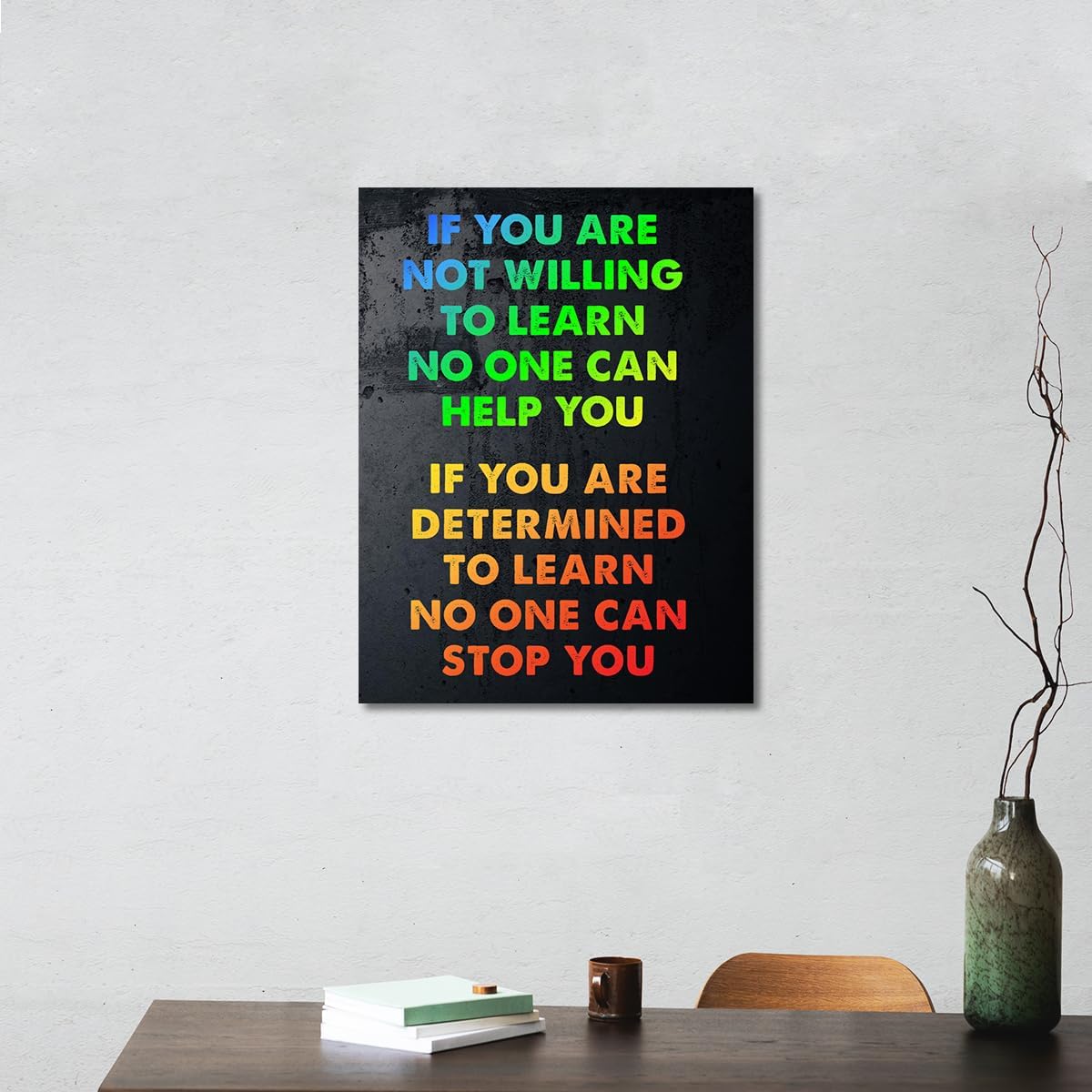 Gwisml If You Are Not Willing To Learn Wall Decor,Inspirational Quotes Canvas Frame Paintings For Office Home Workplace Wall Art Decor