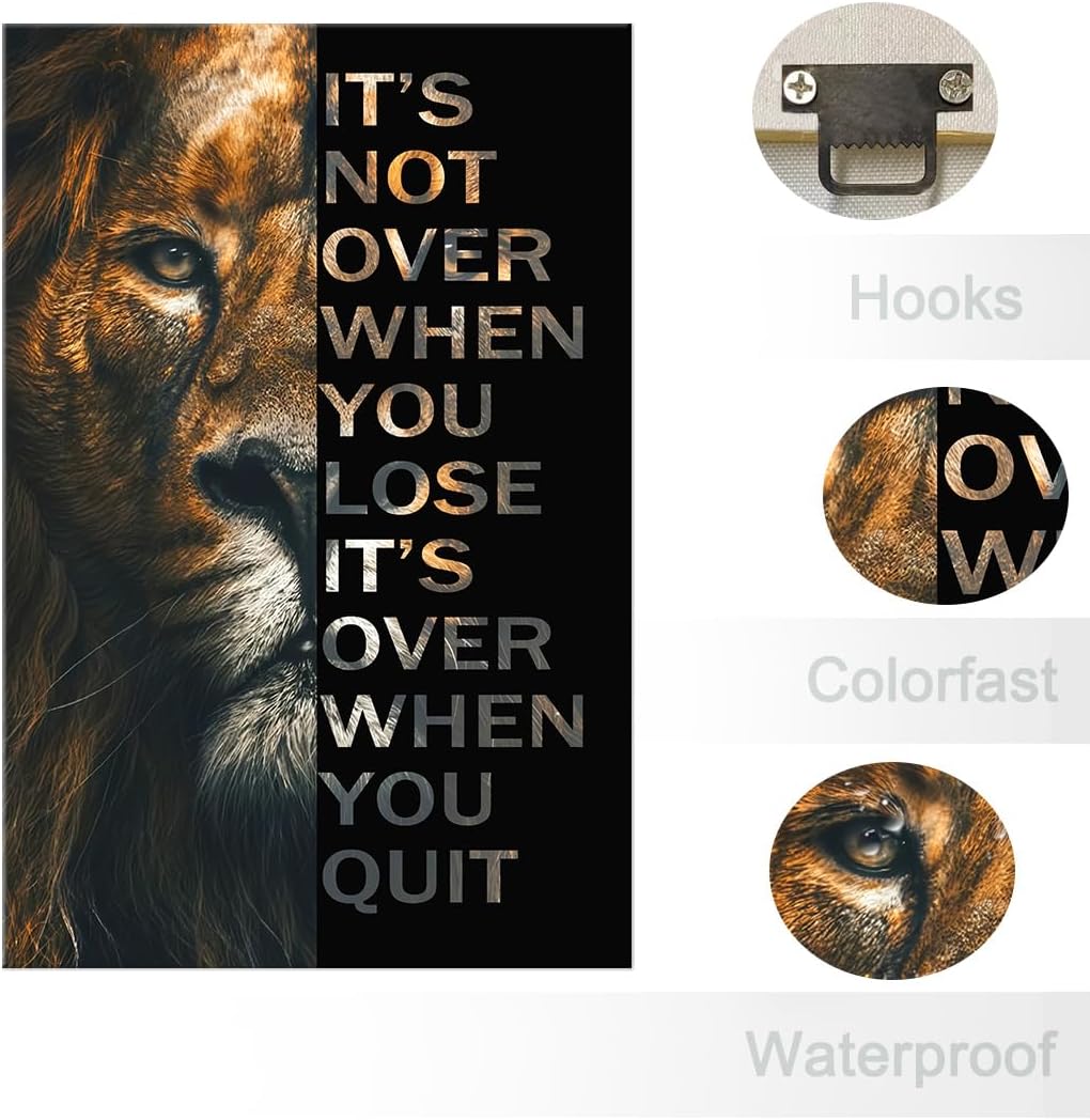 GoForArt Inspirational Canvas Wall Art, Motivational Animal Success Words Motto Office Bedroom Poster Print, Modern Lion Positive Dorm Room Wall Decor 18x24in