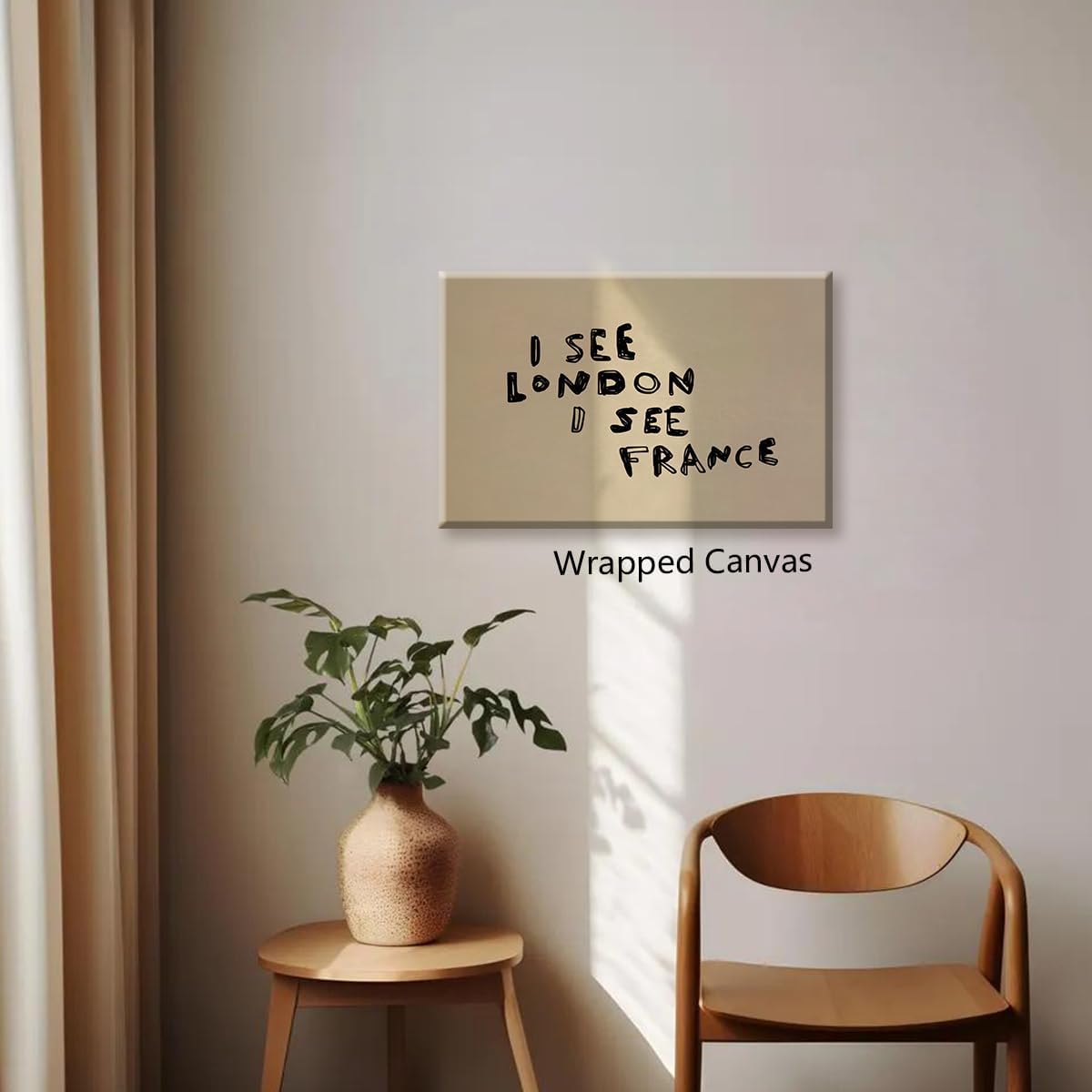 Funny Bathroom Canvas Wall Art, I See London I See France Black and White Poster, Quirky Humorous Typography Print Above Toilet, Minimalist Bathroom Horizontal Wall Decor 24x36in Unframed