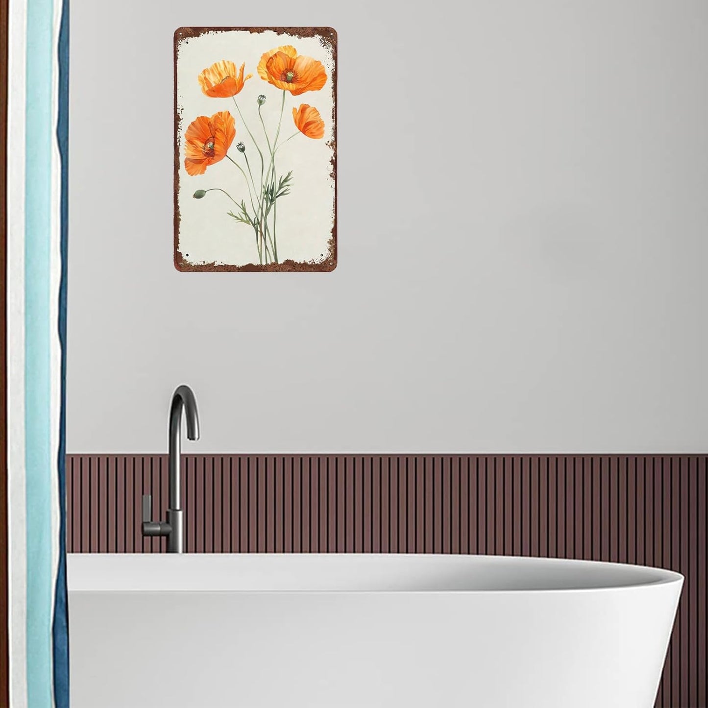 Metal Signs Orange Flowers Vintage Metal Tin Sign for Home Office Kitchen Bar Cafe Garden Wall Decor 12x8 Inch