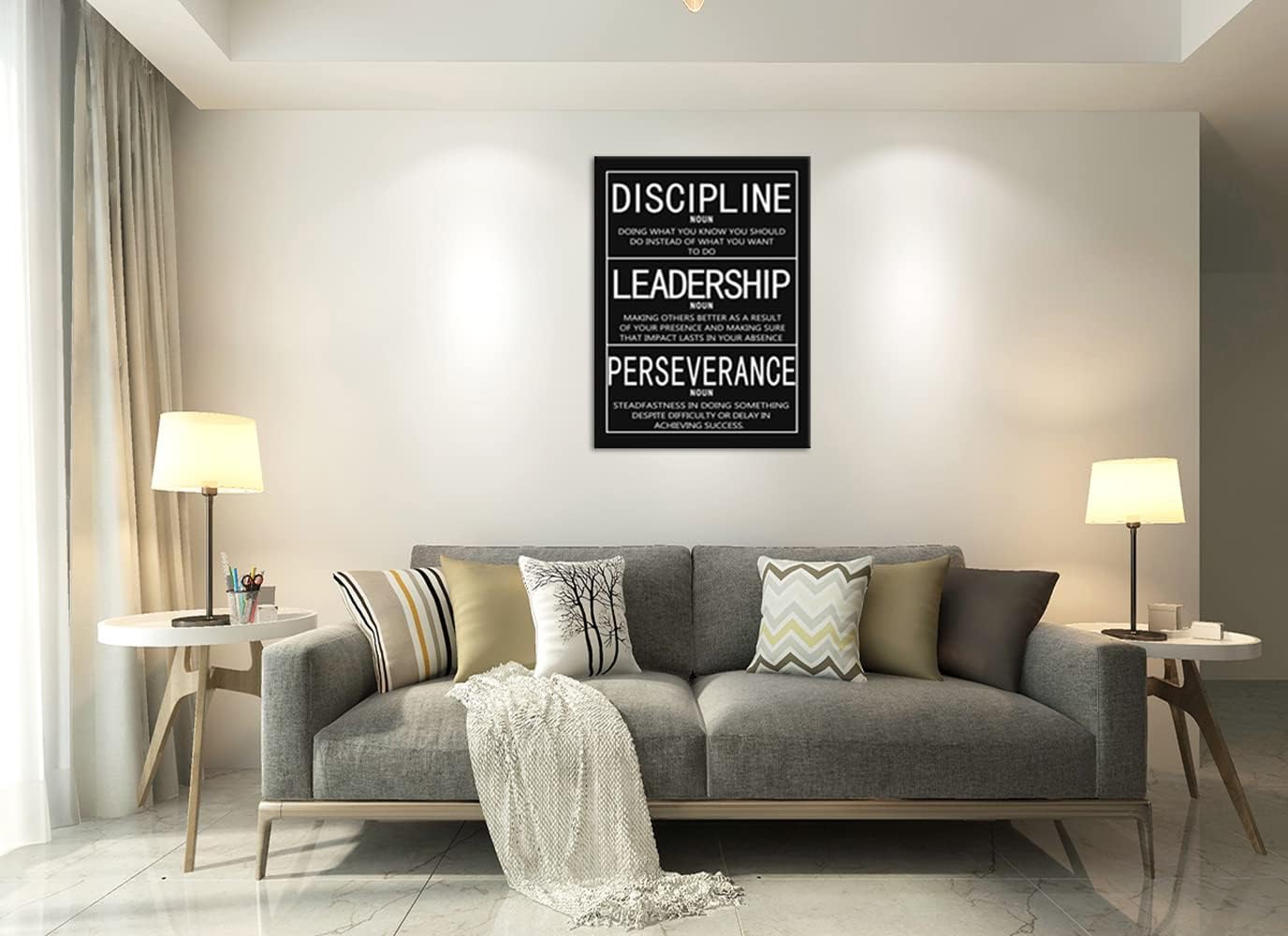 Discipline Noun Leadership Noun Perseverance Noun Inspirational Wall Art Canvas Print Home Decor Wooden Framed Prints Motivational Quotes for Wall Art Office Decor Ready to Hang[30" W X 40" H]