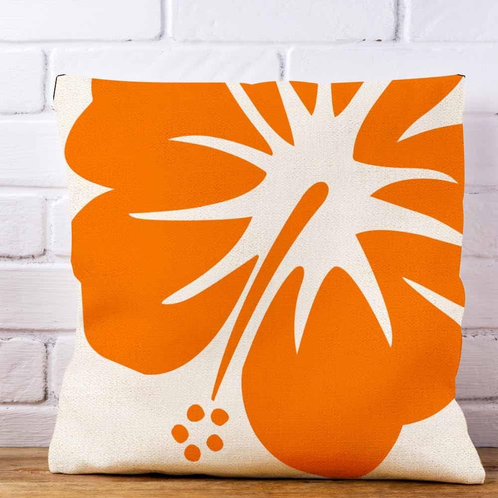 IBILIU Throw Pillow Covers Orange Hibiscus Cushion Pillow Case Home Decor Pillowcase 18x18 Inches