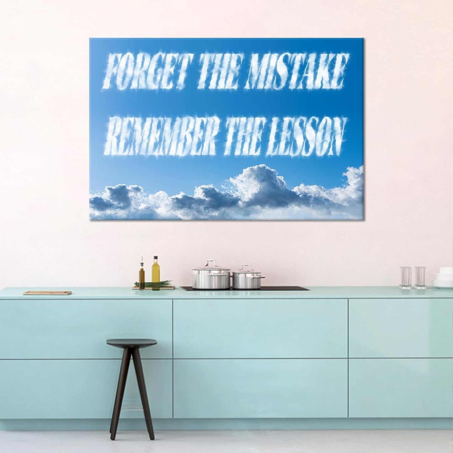 Inspirational Poster Wall Art Forget The Mistake Remember The Lesson Motivational Quotes Print on Canvas Picture Painting Artwork for Living Room Workplace Wall Decoration Ready to Hang [36''Wx24''H]