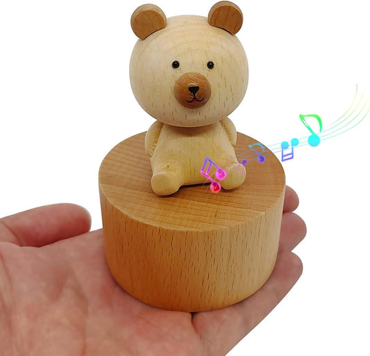 Cute Little Bear Mini Music Box, Little Animals Wooden Mechanical Music Box, The Music Box Gift That Sings Castle in The Sky, Best Gift for Boy Girl Friends Singing Music Gift Box