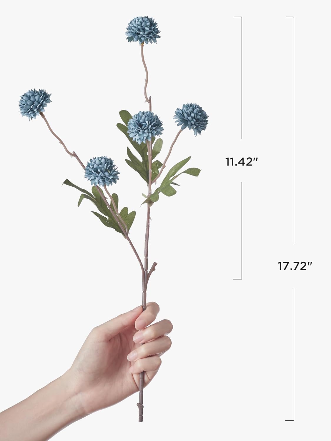 InnoGear Silk Flowers Pompon Mums Artificial Flowers, 5pcs 25 Heads Fake Mini Chrysanthemums with Long Stems Bulk Faux Kiku Flower for Decoration Memorial DIY Wedding Bouquets Centerpieces, Dusty Blue