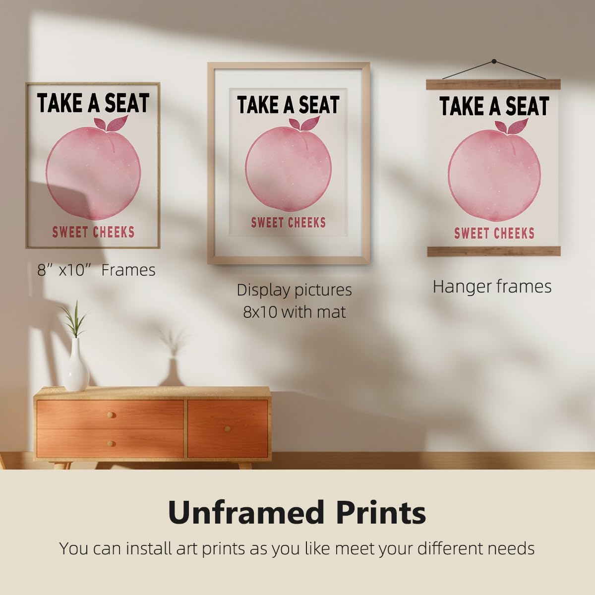 ETVISO Funny Pink Girls Peach Bathroom Decor Wall Art Posters Set of 4, Funny Pink Cute Shower Karaoke Ticket Guest Check Wall Decor for Girls Bathroom Washroom Restroom Toilet, 8x10 Inch (Unframed)