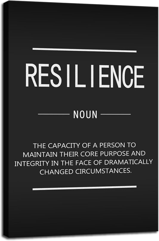 Inspirational Wall Art Motivational Posters Prints on Canvas Resilience Noun Inspiring Quotes Pictures Prints Wooden Artwork Home Office Decor for Bedroom Framed Ready to Hang[12''W X 18''H]