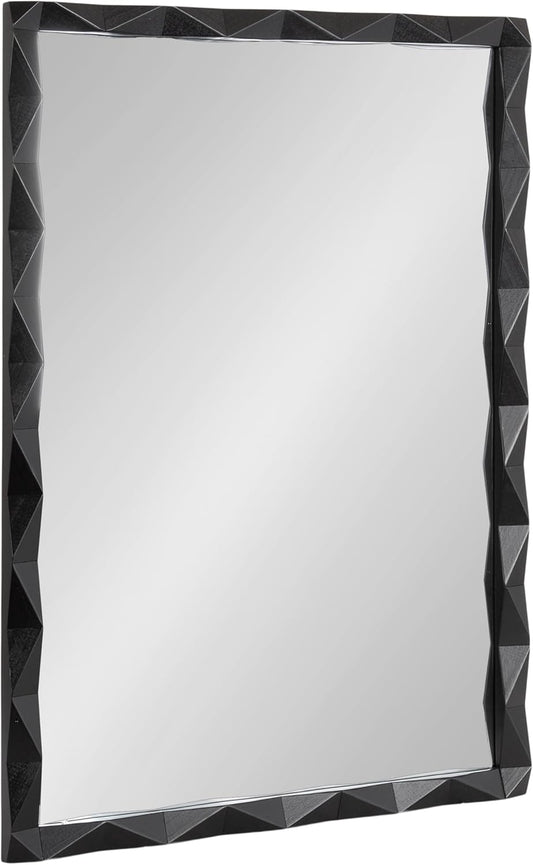 Kate and Laurel Endicott Modern Geometric Rectangle Wall Mirror, 24 x 36, Black, Rectangular Dimensional Pieced Wood Mirror for Use as Bathroom Mirror for Over Sink or Cute Nursery Mirror