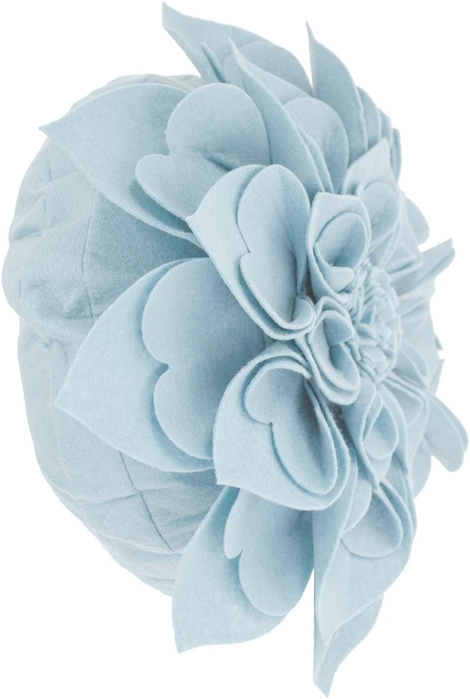 Fennco Styles Handmade 3D Heart-Shaped Petals Flower Decorative Throw Pillow Cover Only - 13" Round Aqua Floral Pillow Case for Couch, Home Décor and Holiday, Housewarming Gift