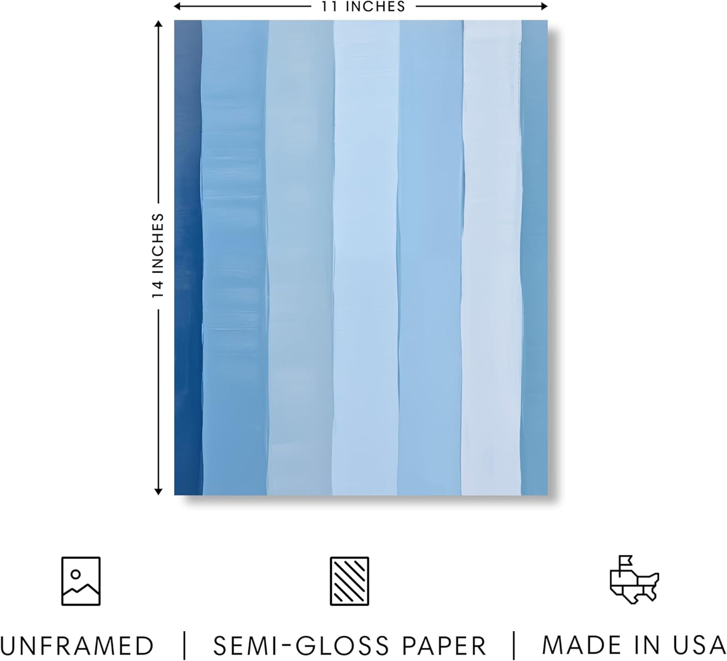 HAUS AND HUES Modern Abstract Wall Art - Blue and Green Living Room Art, Modern Artwork for Walls, Minimalist Picture for Living Room(Painted Stripes, Unframed, 11x14)