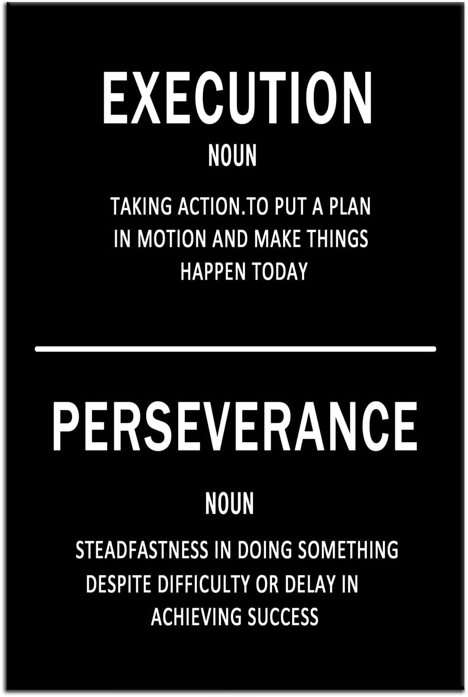 Entrepreneur Motivational Canvas Wall Art Inspirational Quotes Execution Perseverance Poster Print Framed For Home Office Workplace Classroom Bedroom Wall Decoration [12''Wx18''H]