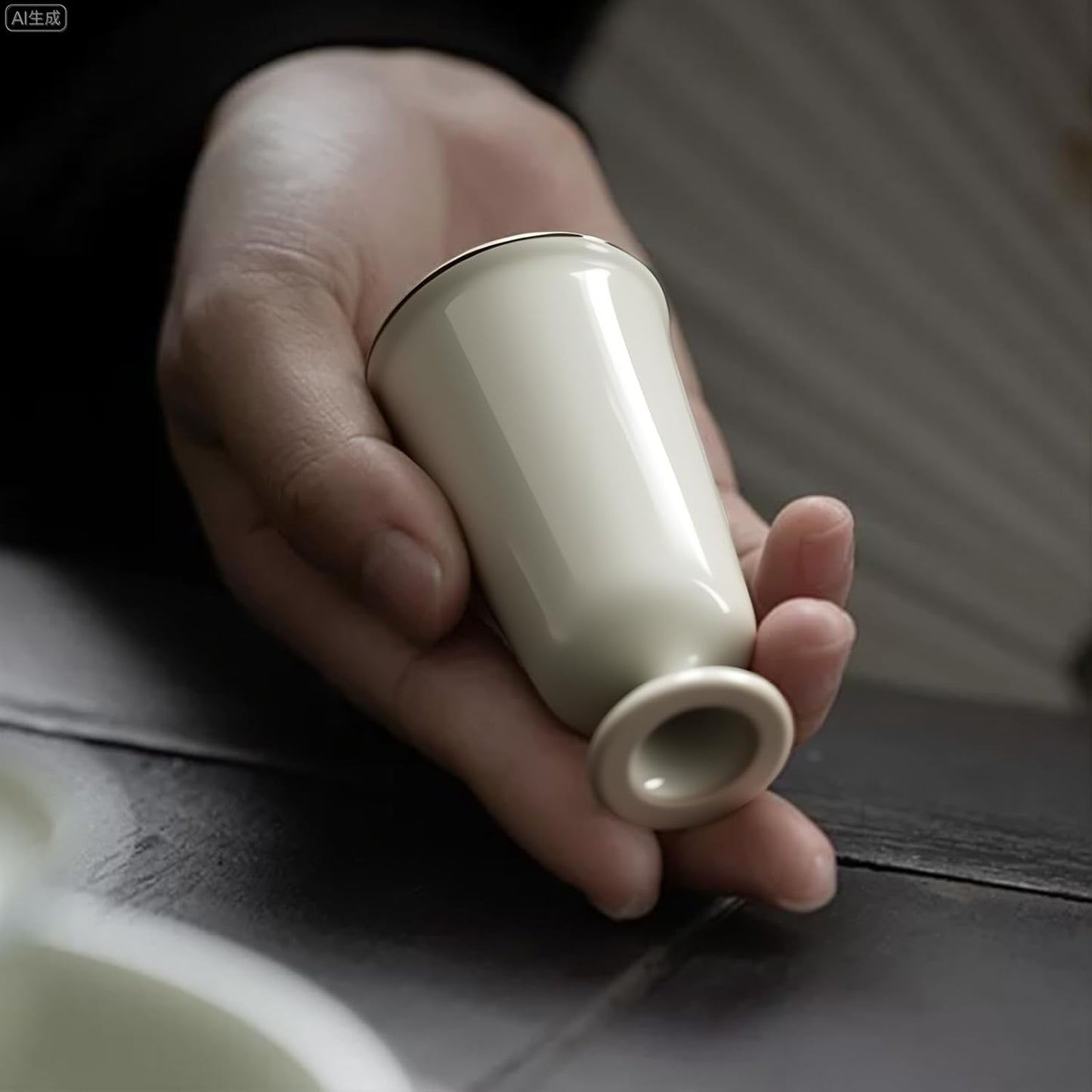 KAMMAK Ceramic Tea Cups Small, Cute Vintage Coffee Cup Set of 2, Porcelain Teacups Espresso Mug, 1.1oz Hand Painted Chinese Afternoon Tea Party Mugs, Birthday Gift for Women Men, Secret Green