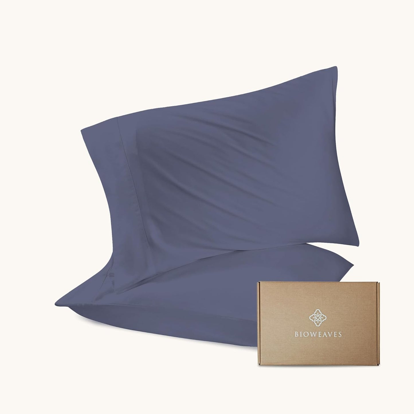 Bioweaves 100% Organic Cotton Pillow Cases 300 Thread Count Soft Sateen Weave GOTS Certified – 20 X 27, Set of 2, Mineral