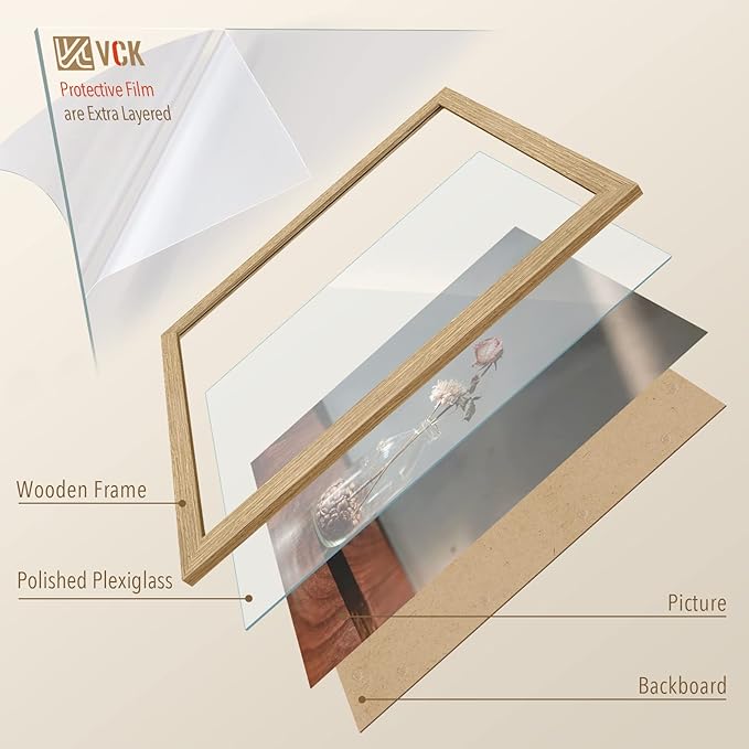 VCK 16x20 Solid Wood Poster Frames for Wall, Natural Oak Picture Frame 3 Pack, Wall Gallery Frame