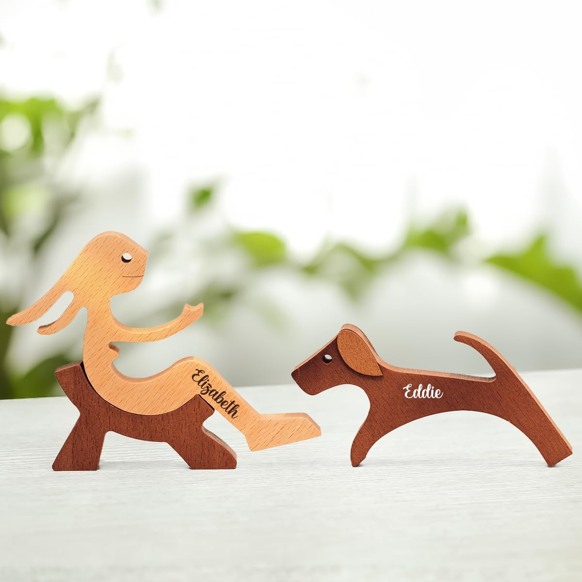 DOPTIKA Personalized Dog Statues Home Decor, Statue Home Decorations, Table Decor Wooden Pet Carvings, Wooden Sculpture, Gifts for Pet Lovers, Dog Memory Gifts, House Warming Gift Ideas