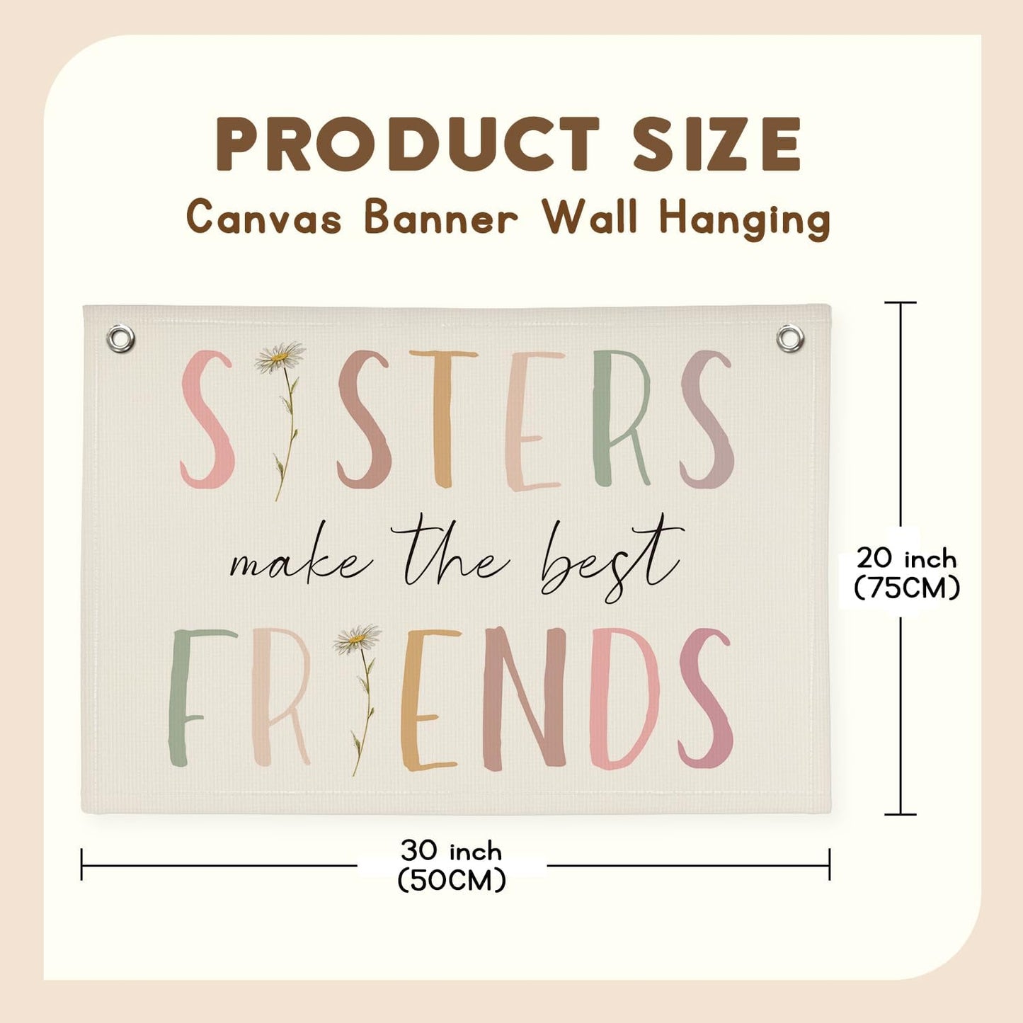 Girls Room Decor, Sisters Make The Best Friends Wildflower Wall Decor Banner Flag for Sisters Room Decoration，Boho Nursery Decor Baby Girls Toddler Kids Bedroom 30x20,girlroom
