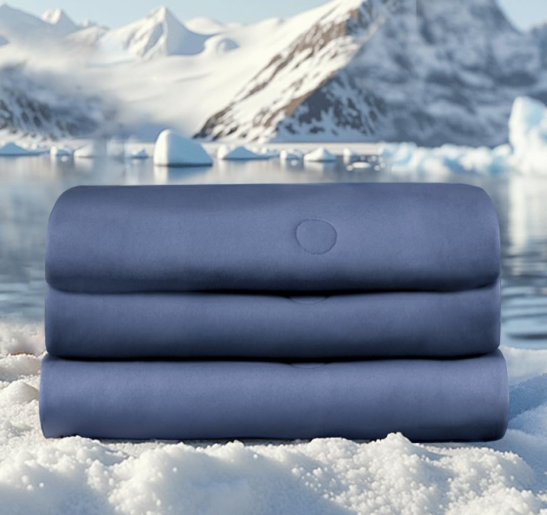 King Cooling Comforter with Tencel™ Fill for Hot Sleepers & Night Sweats - Lightweight, Breahtable,Double-Sided Cold Blanket All Season Thin Bedding (Blue, Cali King 106"x 90")