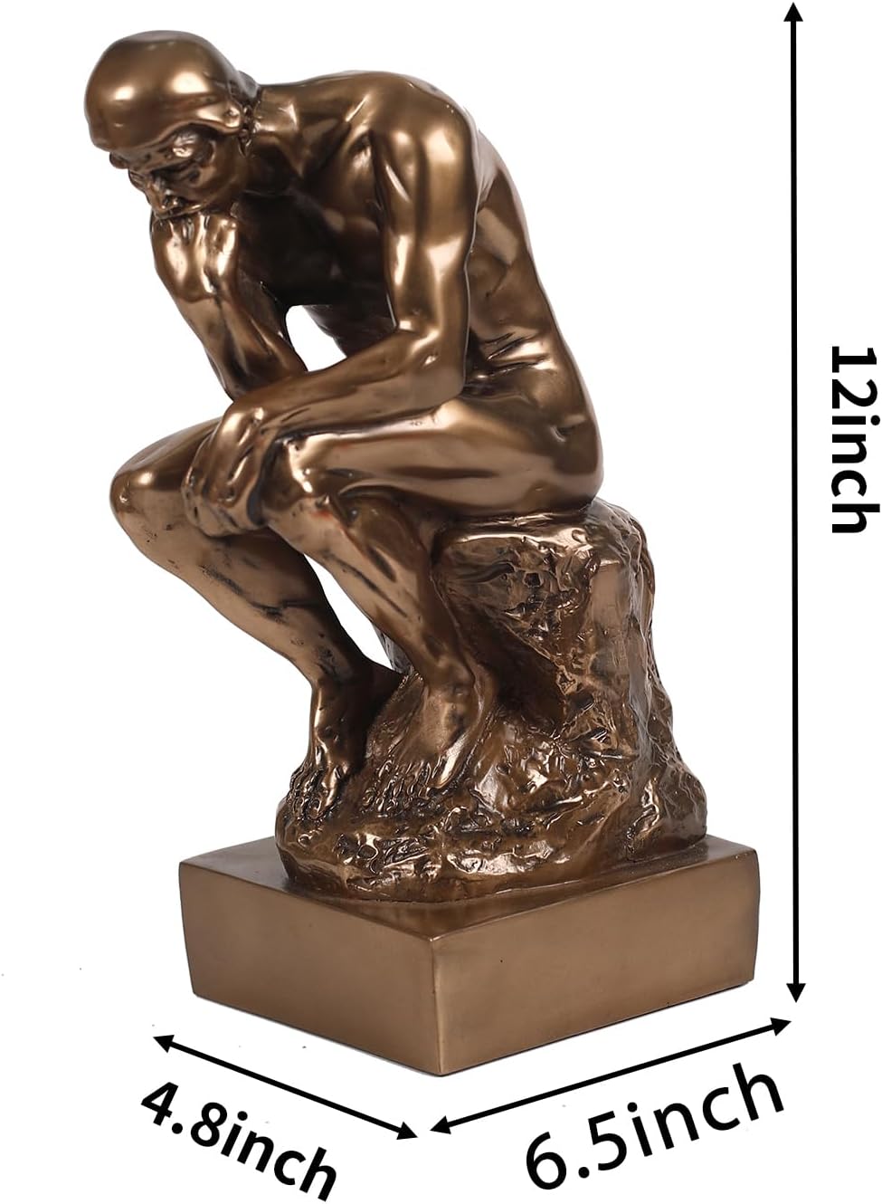 Magicsculp-Text Customization The Thinker Statue in Premium Cold Cast Bronze- 12-Inch Museum Grade Collectible Figurine-(Large-Decoration)