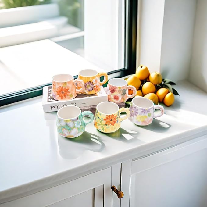 13oz ceramic mug, enlarged and thickened breakfast cup, suitable for spring, summer, autumn and winter, hand-painted cup, a personalized gift for girlfriend.