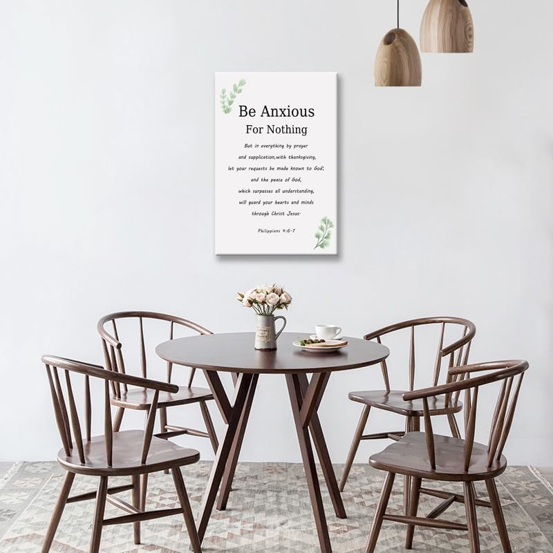 Inspirational Canvas Wall Art Philippians 4:6-7 Motivational Be Anxious for Nothing Quote Canvas Print Positive Christian Quotes Canvas Painting Office Home Wall Decor Framed[12''W X 18''H]