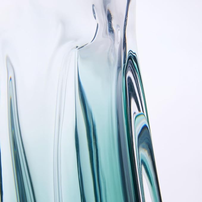 Luxury Lane Hand Blown Laine Sommerso Art Glass Vase for Home Decor 12.5 inch Tall Centerpiece Table Decoration
